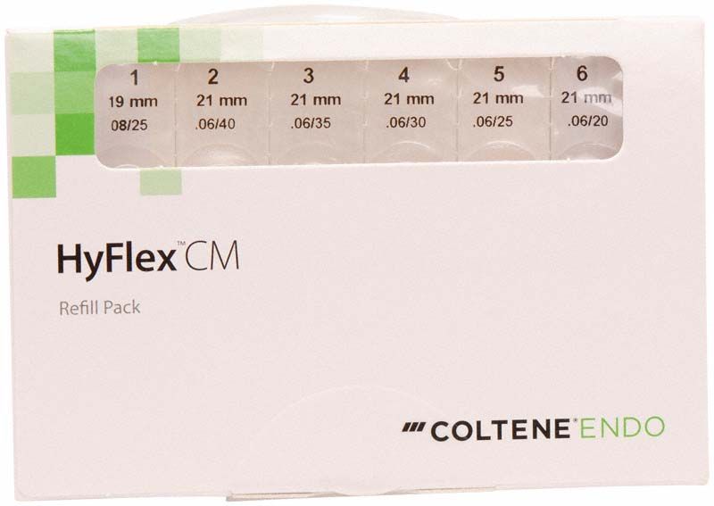 Verpackung der HyFlex™ CM NiTi-Feilen Sequenz Crown down 21mm Gr. L von COLTENE.