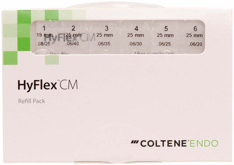 HyFlex™ CM NiTi-Feilen Sequenz Crown down 25mm Gr. L in Verpackung.