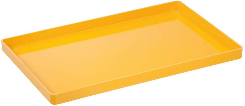Gelbes Novotray Unterteil auf weißem Hintergrund.