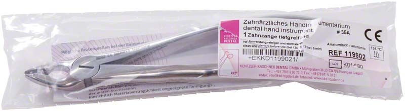 Zahnzange für obere Prämolaren in steriler Verpackung.
