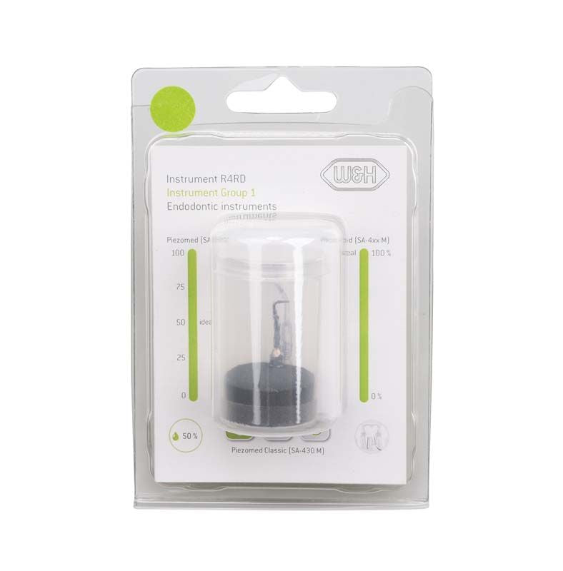 Piezomed Spitze Form R4RD in transparenter Verpackung mit Etikett.