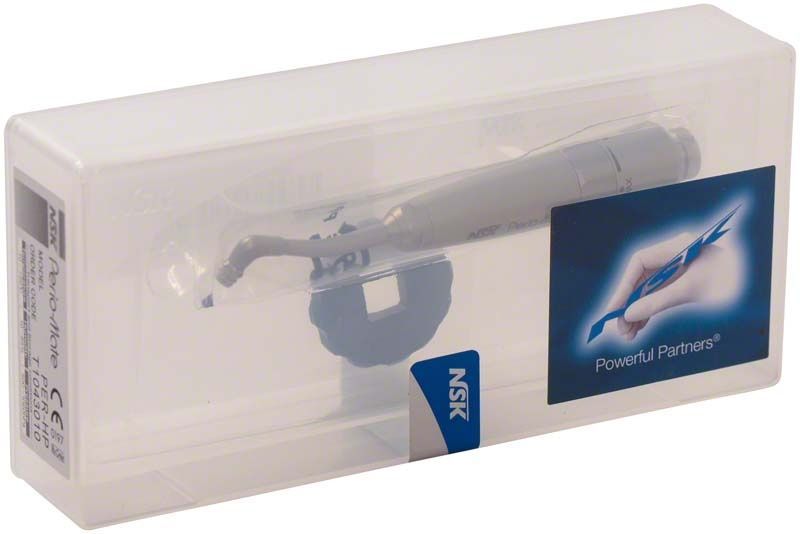 Perio-Mate Handstück in transparenter Verpackung mit Logo und Produktdetails.