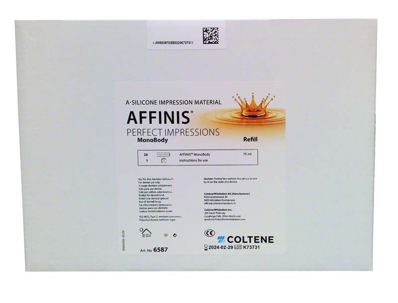 Verpackung der AFFINIS® System 75 MonoBody Refill 20 x 75ml für präzise dental Abformungen.