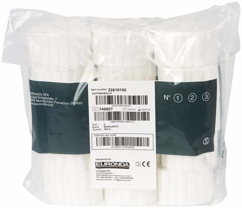 Monoart Watterollen Größe 2 in transparenter Verpackung mit Etikett.