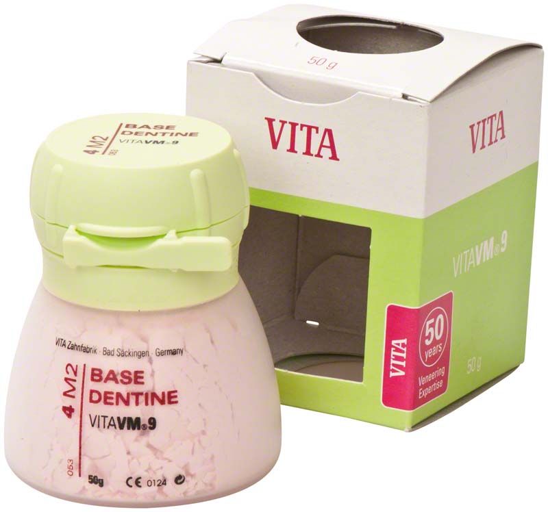 VITA VM9 Base Dentin 50g Packung mit geöffneter Box.