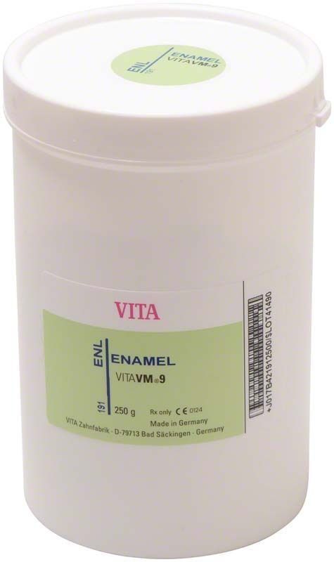 Weißer Behälter mit VITA VM9 Enamel ENL 250g Aufschrift