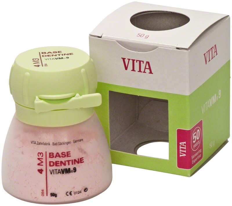 VM9 3D Base Dentin 50g 4M3 Zahntechnisches Material in Verpackung.