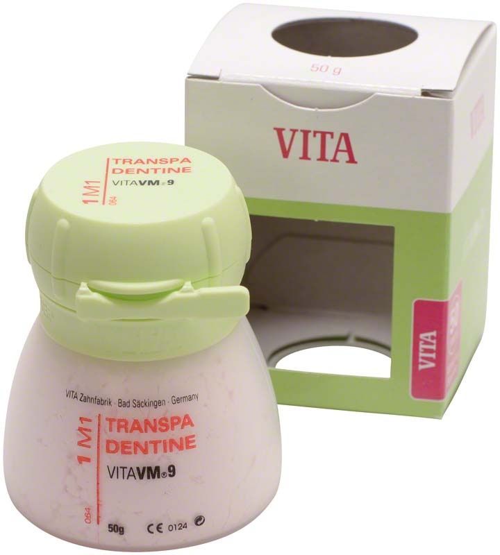 Transpa Dentin VM9 3D 50g 1M1 mit Verpackung.
