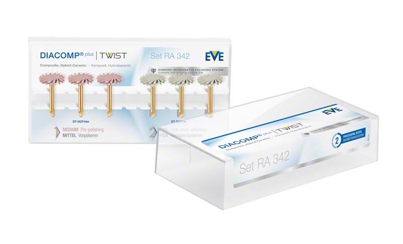 Großes EVE DIACOMP® plus TWIST Set mit diamantbeschichteten Polierscheiben.