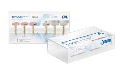Großes EVE DIACOMP® plus TWIST Set mit diamantbeschichteten Polierscheiben.