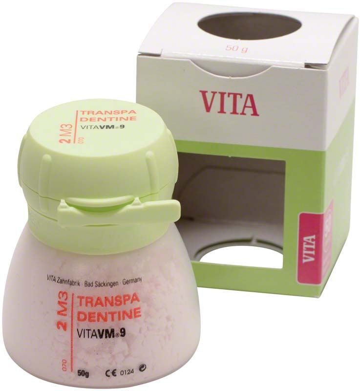 VM9 3D Transpa Dentin 50g 2M3 in grüner Verpackung.