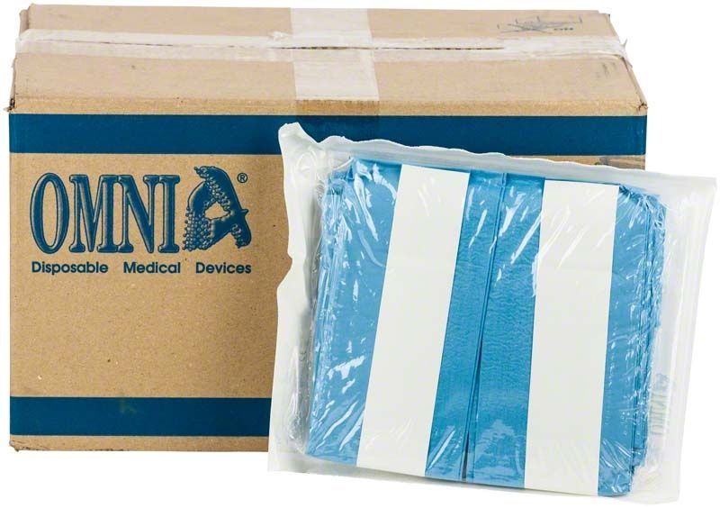 Selbstklebendes OP-Abdecktuch mit U-Ausschnitt, verpackt vor einem Karton.