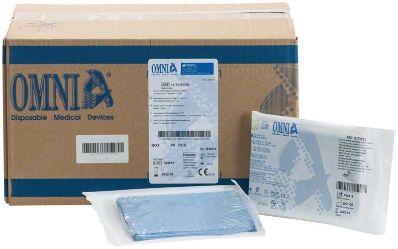 OP-Abdecktuch mit U-Ausschnitt, Verpackung und Einzelverpackung sichtbar.