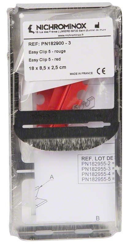 Verpackung der EASY-CLIP 5 Weiß mit Produktinformationen.