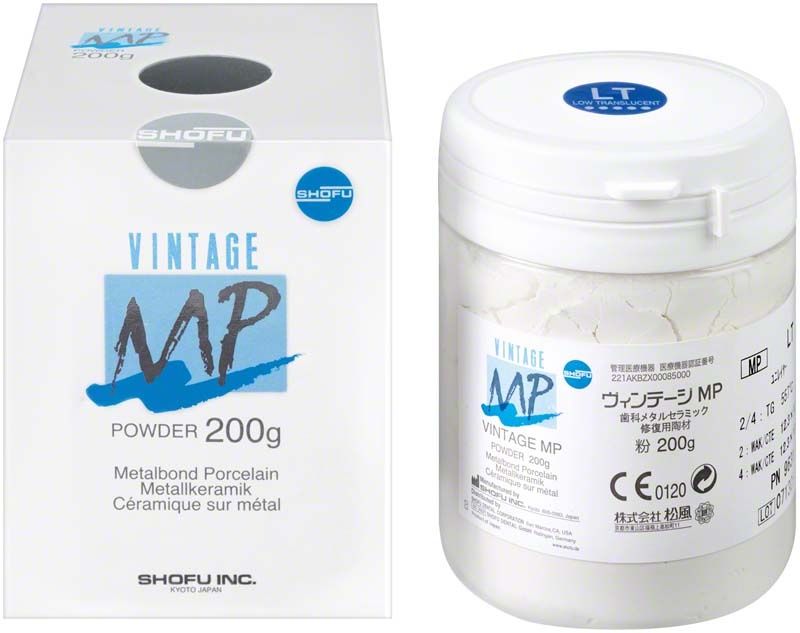 Vintage MP Metallkeramikpulver 200g, Verpackung und Dose nebeneinander.