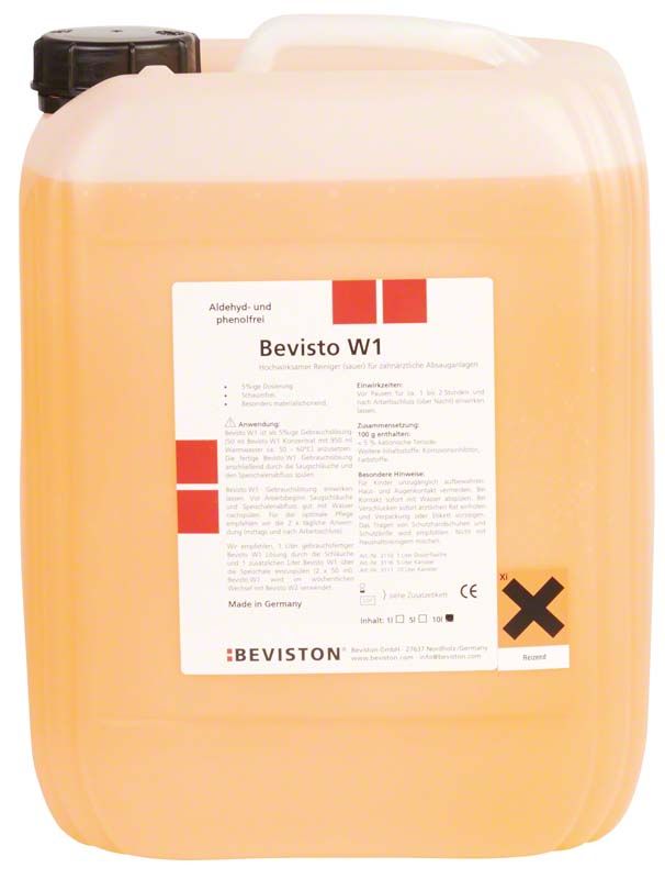 Bevisto W1 10 Liter Reinigungskonzentrat für zahnärztliche Absauganlagen.