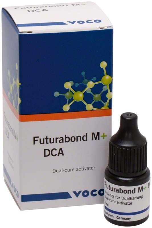 Futurabond M+ DCA Dualhärtungsaktivator mit Verpackung von Voco.