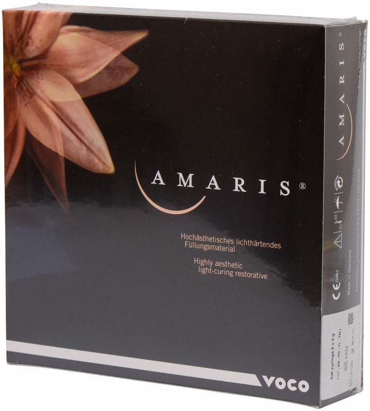 Verpackung des Amaris Spritzen Sets mit floralem Design.