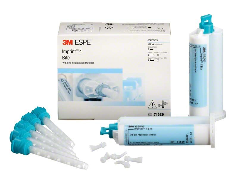 Imprint™ 4 Bite VPS Bissregistriermaterial mit Dispenser und Mischdüsen.