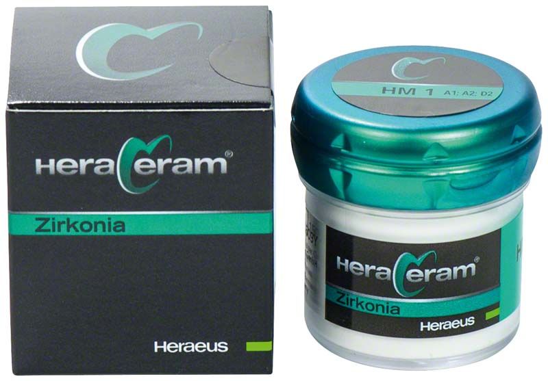 HeraCeram® Zirkonia Schultermasse HM1 in Verpackung und Dose.