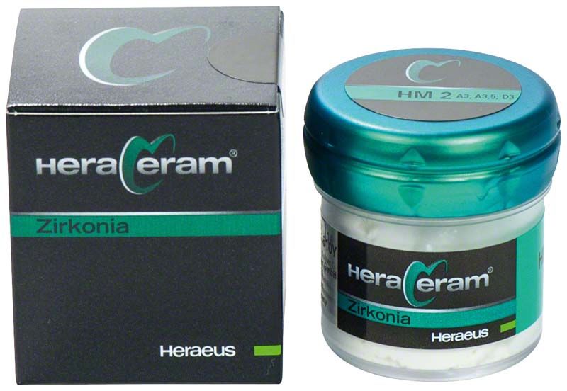HeraCeram® Zirkonia Schultermasse HM2 mit Verpackung und Dose.