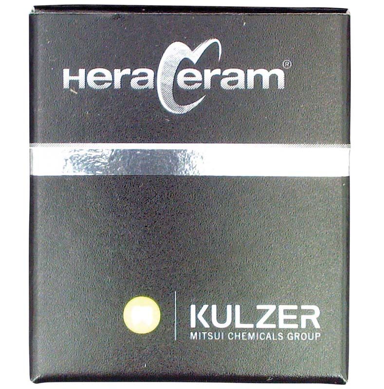 HeraCeram Stains universal Pulver Caramel Verpackung mit Logo und Beschriftung.