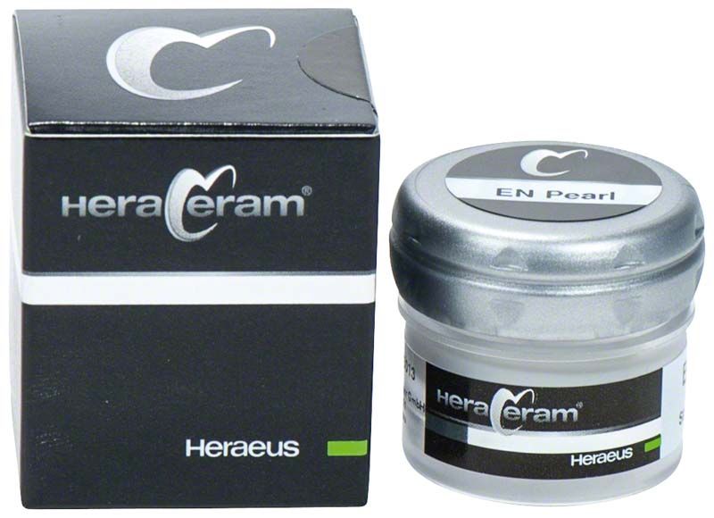 HeraCeram® Stains universal Paste EN Pearl mit Verpackung und Tiegel.