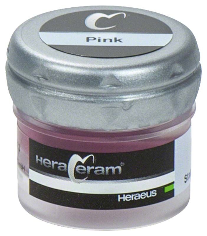 HeraCeram® Stains universal Paste in Pink mit silbernem Deckel.