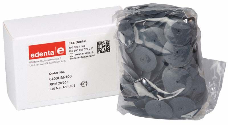 Exa Dental Polierer schwarz unmontiert, 100 Stück in transparenter Verpackung.