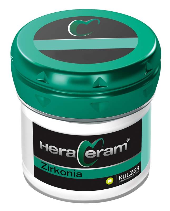 HeraCeram® Zirkonia Schultermasse LM3 in grün-weißer Verpackung.