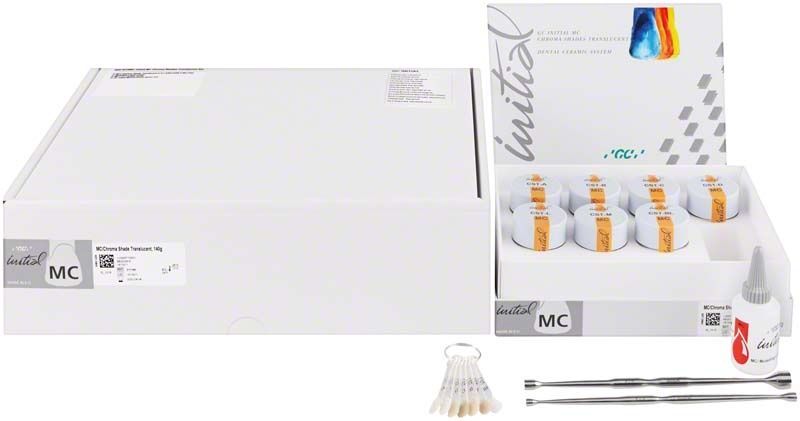 GC Initial MC Chroma Shade Translucent Set mit Keramikpulver und Zubehör.
