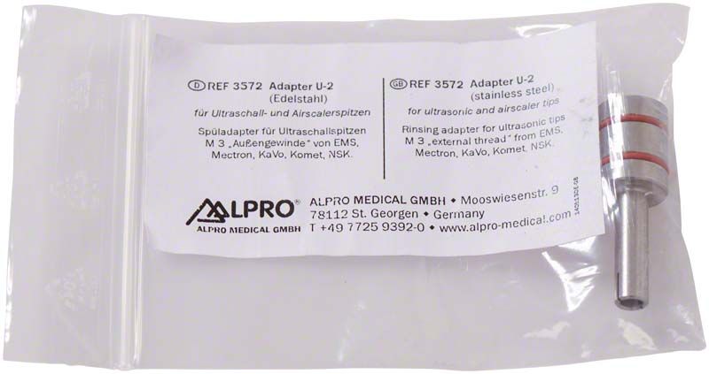 Spüladapter U-2 aus Edelstahl für Ultraschall- und Airscalerspitzen.