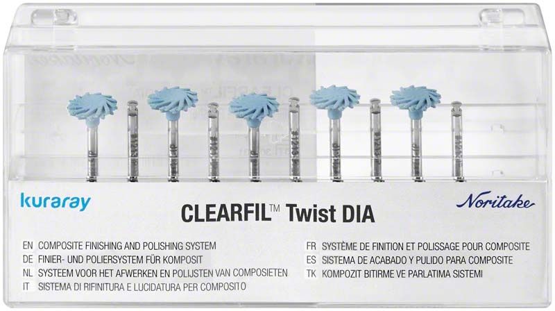 Hochglanzpolierer CLEARFIL™ Twist DIA 10mm in transparenter Verpackung.