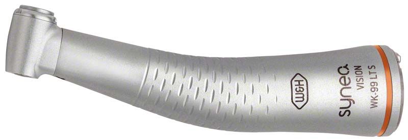 Zahnärztliches Handstück Synea Vision WK-99LTS in silberner Farbe mit orangefarbenem Akzent.