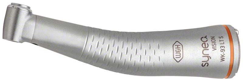 Synea Vision Winkelstück Typ WK-93LTS in silberner Farbe mit orangem Akzent.