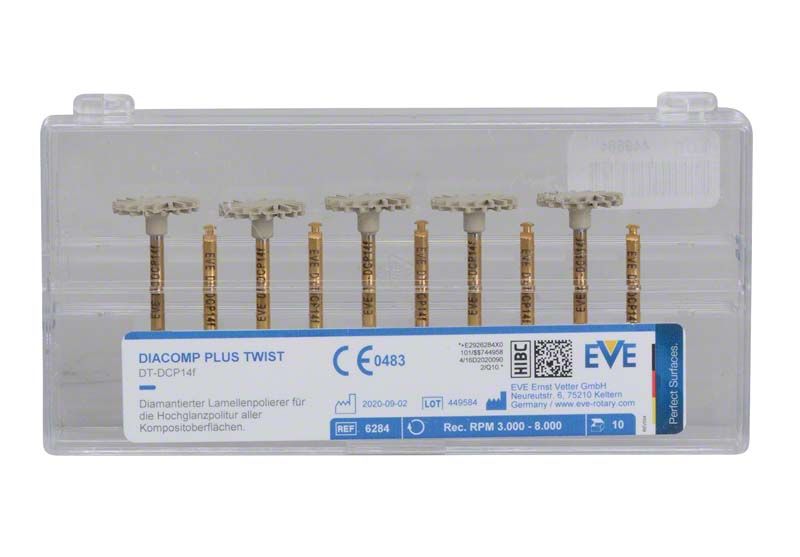 Großes EVE DIACOMP® plus TWIST Rad Set in transparenter Verpackung.