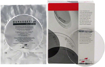 DURASOFT® pd 10er 4,0mm Tiefziehfolienverpackung mit Sicht auf runde Folie.