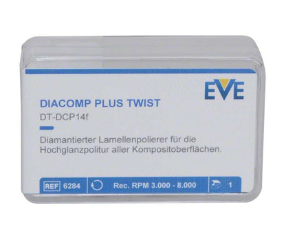 Diamantierter Lamellenpolierer EVE DIACOMP® plus TWIST in Verpackung.