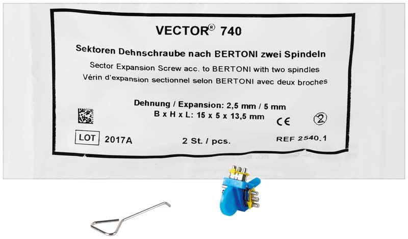 VECTOR® Dehnschraube nach Bertoni Typ 740 mit Verpackungsetikett.