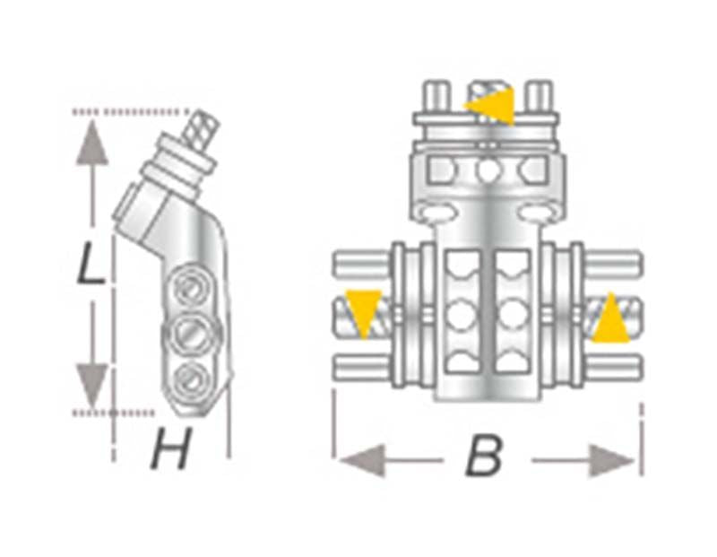 VECTOR® Dehnschraube Typ 750 technische Zeichnung mit Maßen und Symbolen.