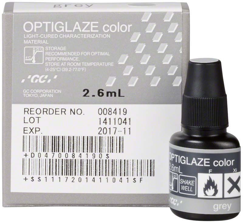 OPTIGLAZE color grau, lichthärtende Versiegelung für dentalmedizinische Anwendungen.