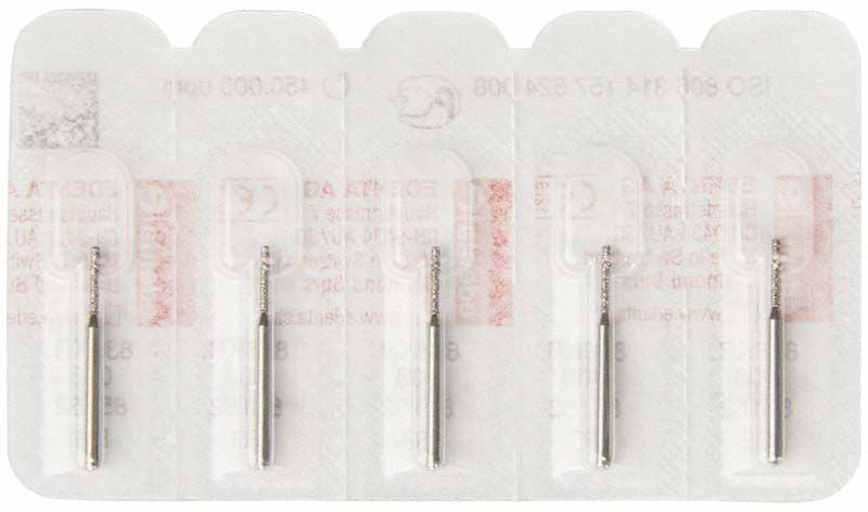Diamantbohrer FG 836KR 008 in Blisterverpackung, fünf Stück.
