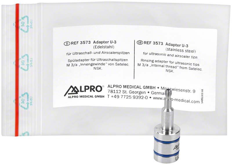 Spüladapter U-3 aus Edelstahl für Ultraschall- und Airscalerspitzen.