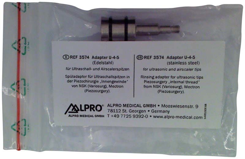 Spüladapter U-4-S aus Edelstahl in originaler Verpackung.