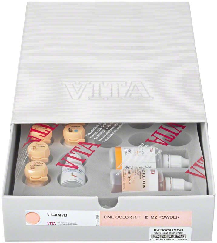 VITAVM®13 ONE COLOR KIT mit Pulver 2M2, geöffnete Verpackung.