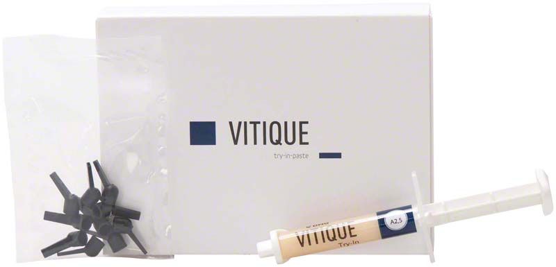 Vitique Try-In-Paste A2,5 mit Spritze und Applikationsspitzen.