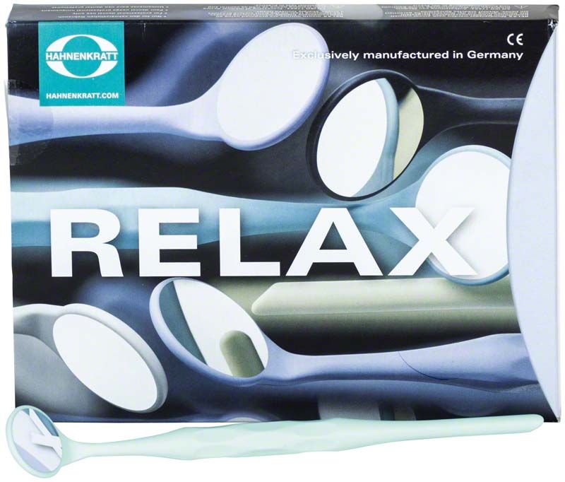 Mundspiegel in pastellmint mit ergonomischem Griff vor Verpackung.