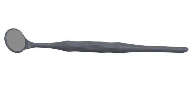 Zahnmedizinischer Mundspiegel mit anthrazitfarbenem, ergonomischem Griff.