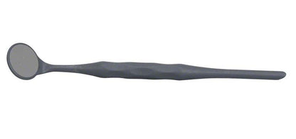 Zahnmedizinischer Mundspiegel mit anthrazitfarbenem, ergonomischem Griff.