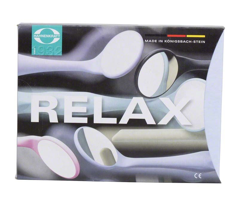 Verpackung des RELAX Mundspiegels FS ULTRA Gr. 5 mit anthrazitfarbenem Griff.
